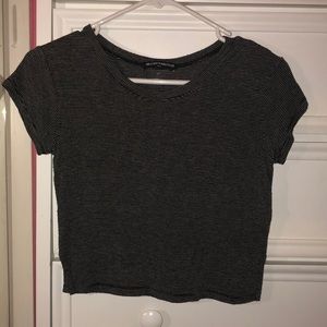 Brandy Melville black and gray striped crop top